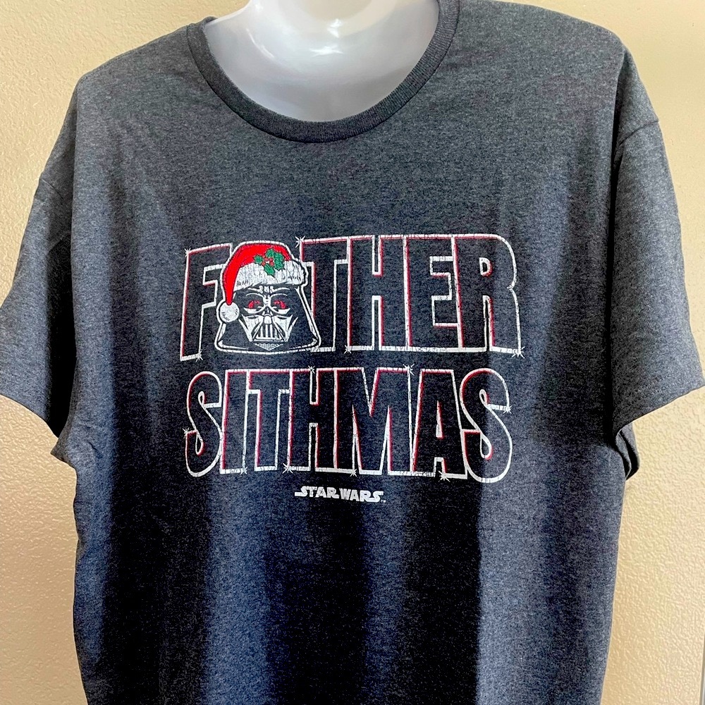 Star Wars, Darth Vader, Mens Christmas T-Shirt, Medium, Large, Gray, NWT